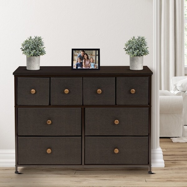 Dresser w/ 8 Drawers - Furniture Storage Chest Tower Unit for Bedroom (Black) - - 35443630