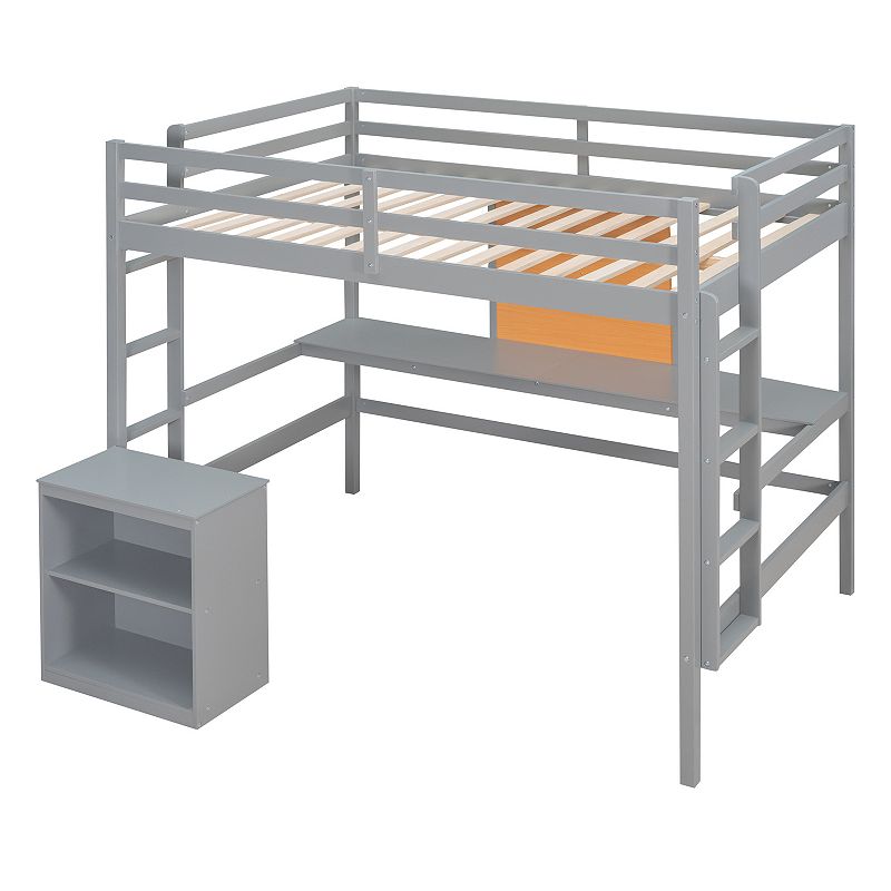 Merax Full size Loft Bed with Desk and Writing Board