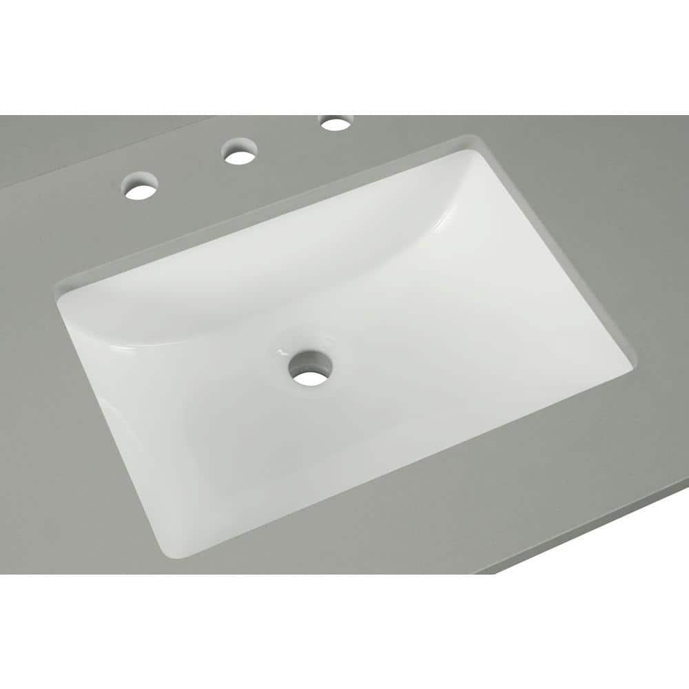 Home Decorators Collection 37 in W x 22 in D x 075 in H Quartz Vanity Top in Earth Gray with White Basin