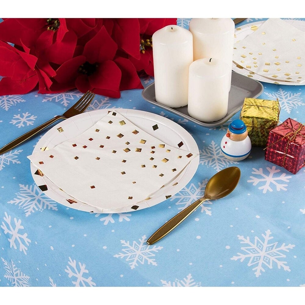 2pcs Calico Rectangle Tablecloth Christmas Snowflakes Design Table Cover 83x59\