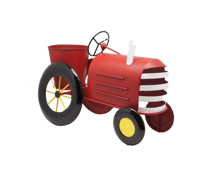 Alpine Metal Red Tractor Planter - LYT272RD