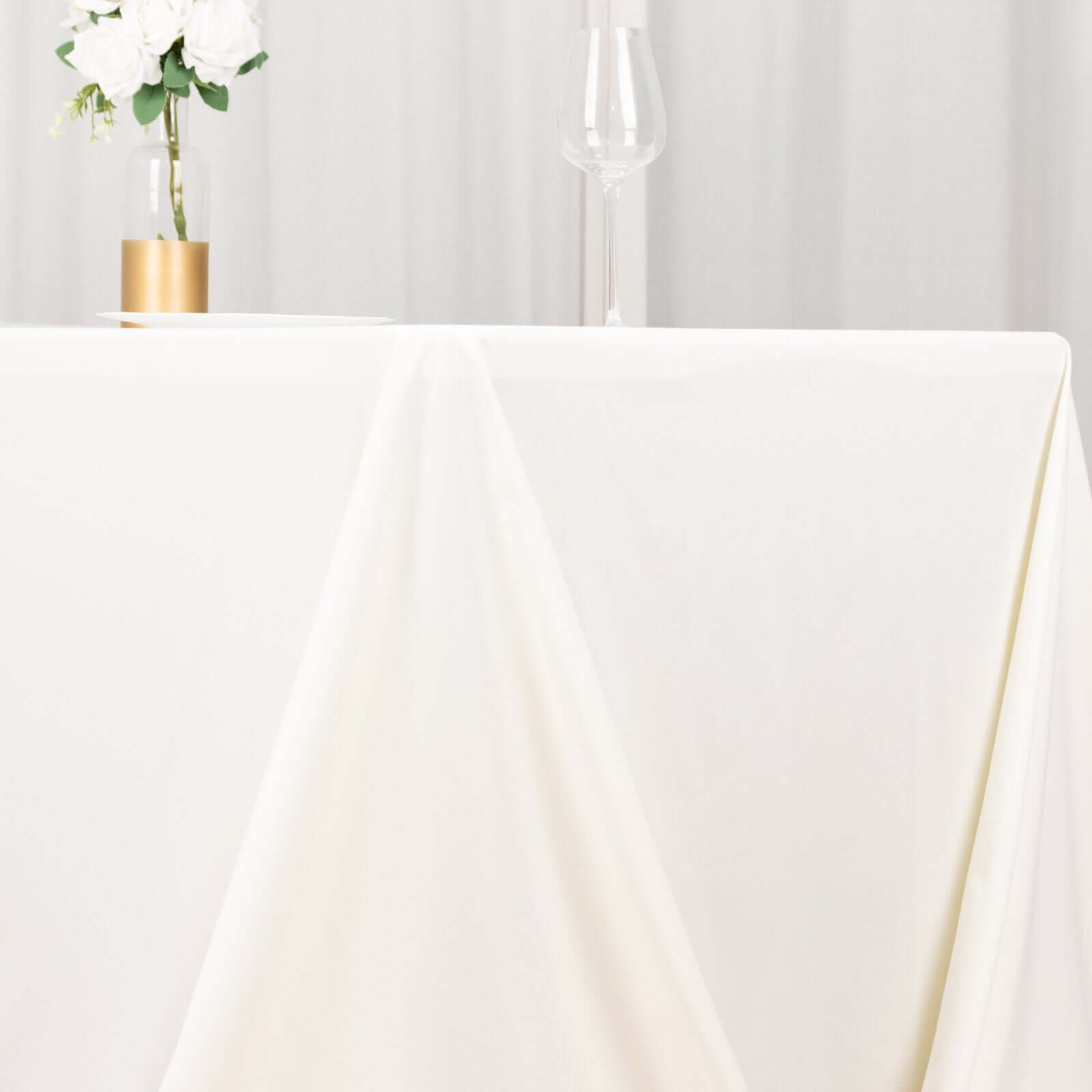 Ivory Premium Scuba Rectangular Tablecloth, Wrinkle Free Polyester Seamless Tablecloth 90