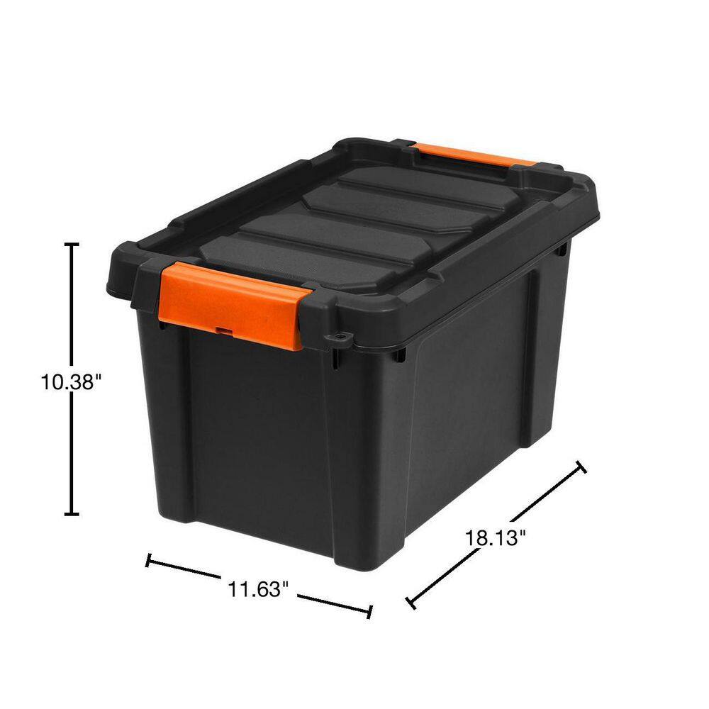 IRIS 20 Qt. Heavy Duty Plastic Storage Box in Black (4-Pack) 500152