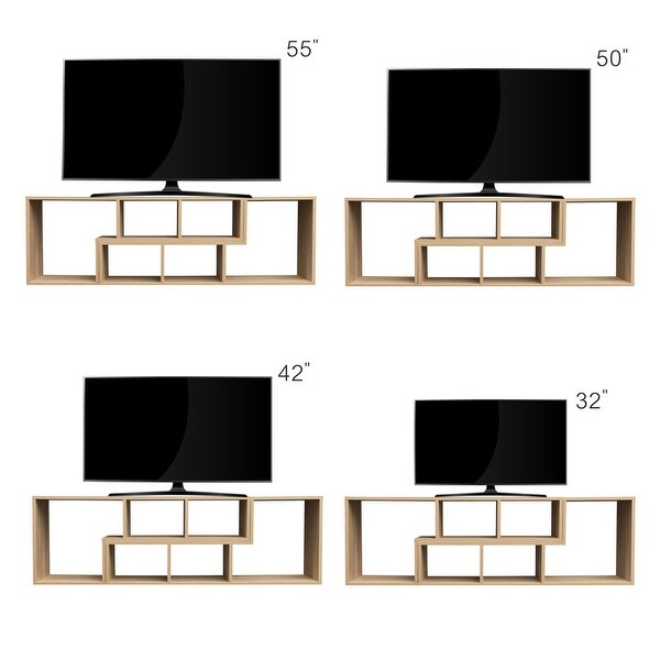 Abstract Double L-Shaped Low Floor TV Stand with Multi Display Storage