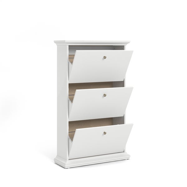 Porch and Den Virginia Contemporary 3-Drawer White Shoe Storage Cabinet - - 11860007