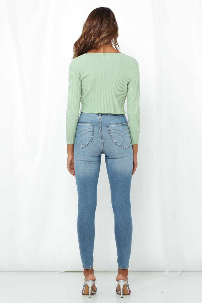 Heartbreak Motel Knit Crop Green