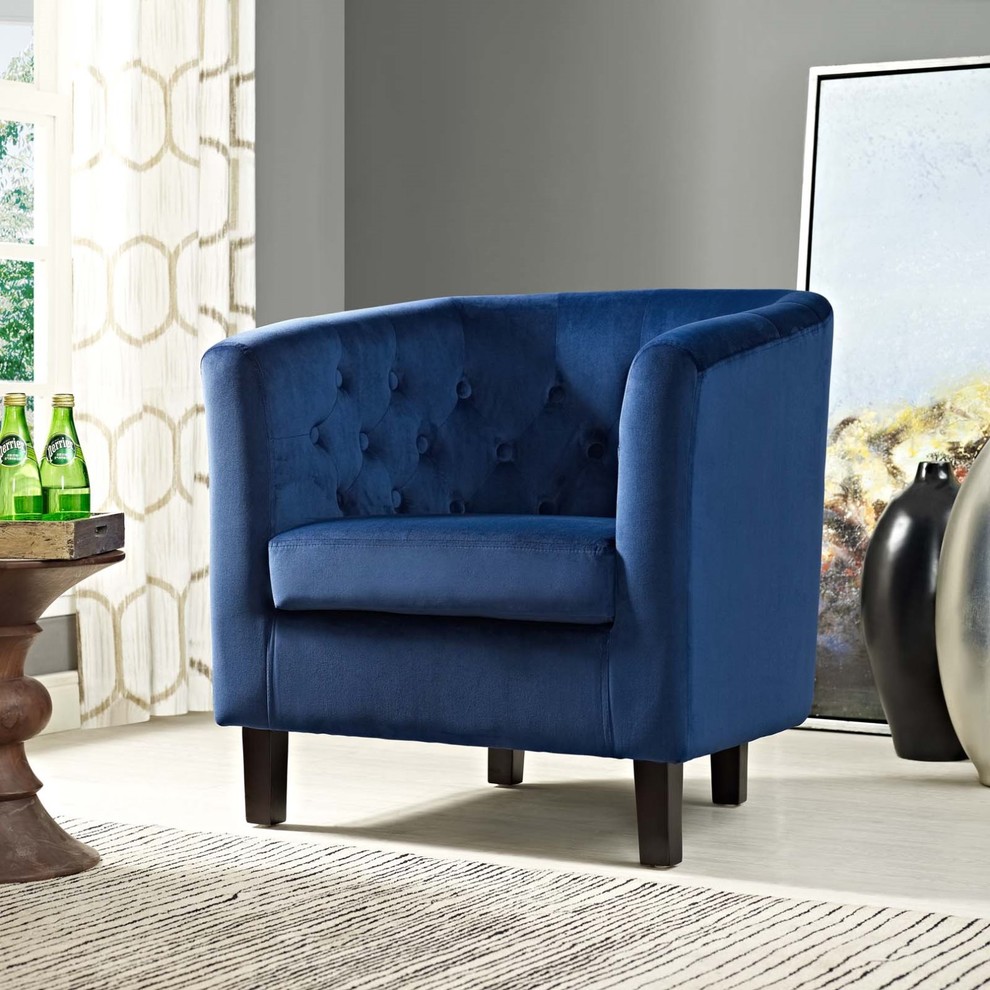 Modern Contemporary Urban Design Living Lounge Room Armchair  Navy Blue  Fabric   Contemporary   Loveseats   by House Bound  Houzz