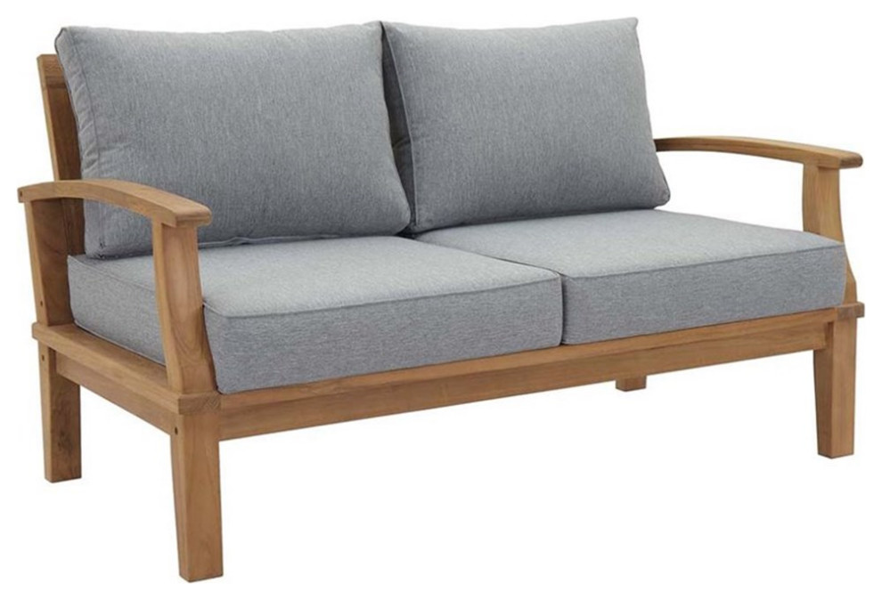 Marina Outdoor Premium Grade A Teak Wood Loveseat   Transitional   Outdoor Loveseats   by Homesquare  Houzz