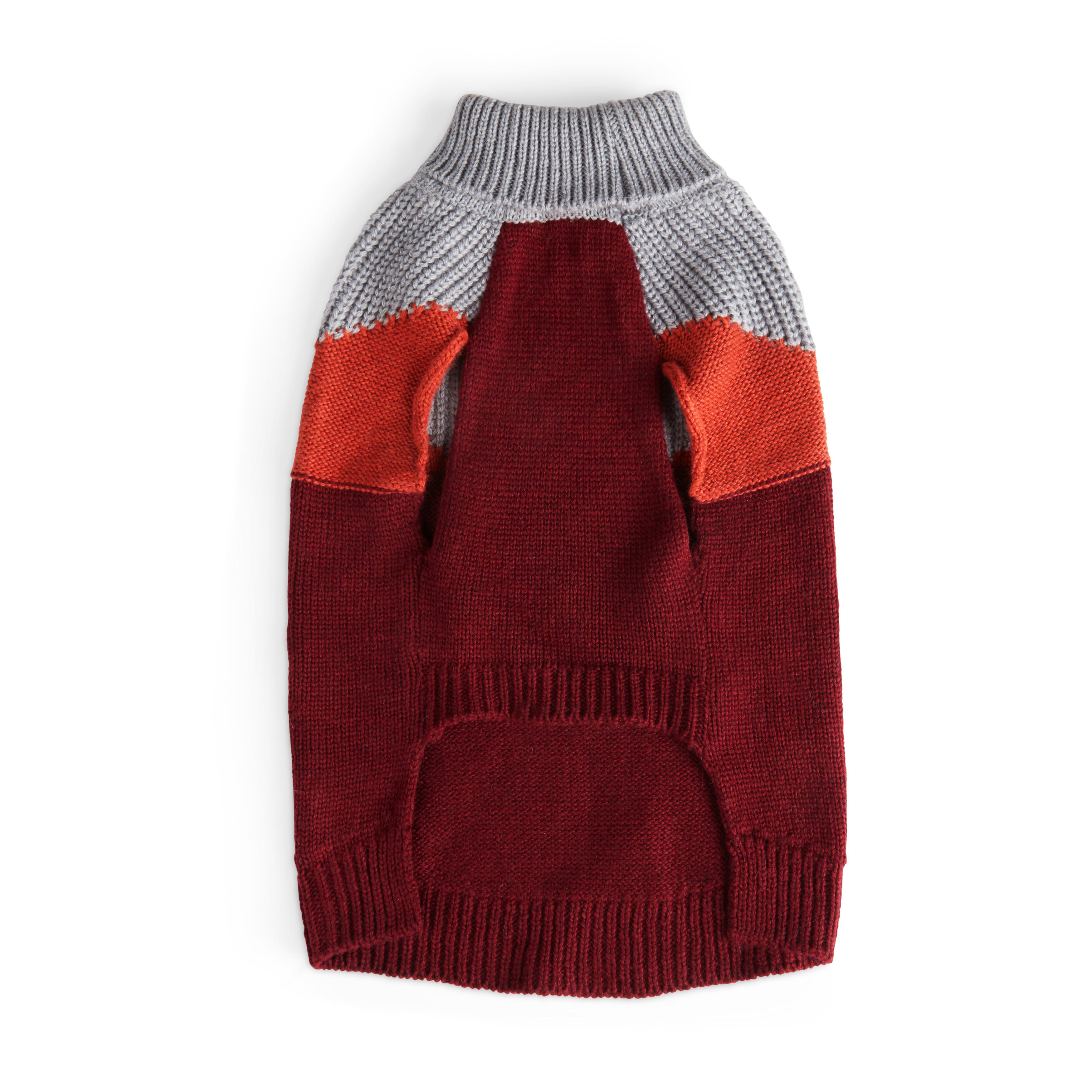 Reddy Burgundy Colorblock Dog Sweater， X-Small