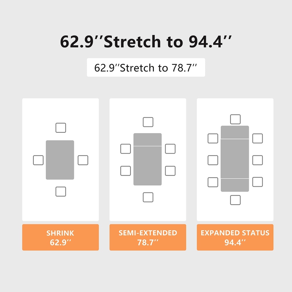 62.9'' to 94.4'' Extendable Dining Tables for 4 to 8   New sintered Stone Material Rectangle Dining Table