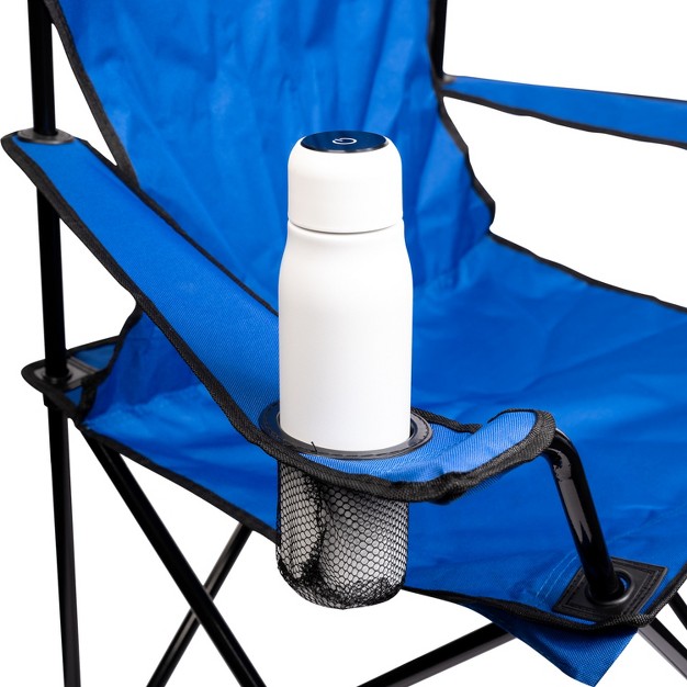 Lexi Home Blue Folding Chair With Cup Holder And Carry Bag