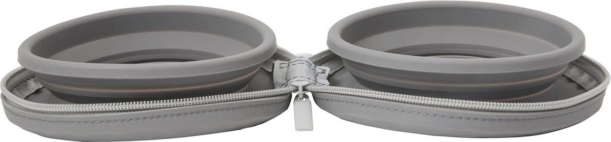 Frisco Travel Collapsible Silicone Dog and Cat Bowl， Gray