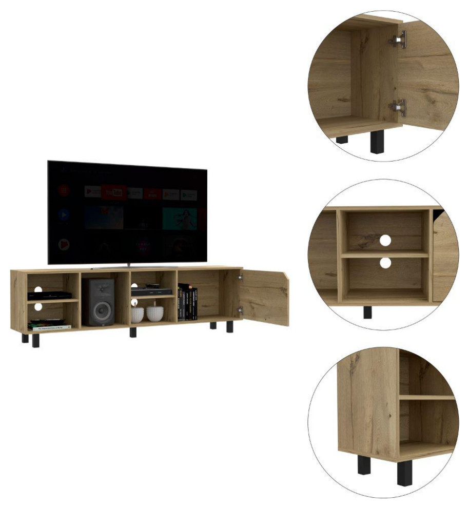 DEPOT E SHOP Conquest Tv Stand  Back Holes  Four Open Shelves  Five Legs ...   Contemporary   Entertainment Centers And Tv Stands   by BisonOffice  Houzz