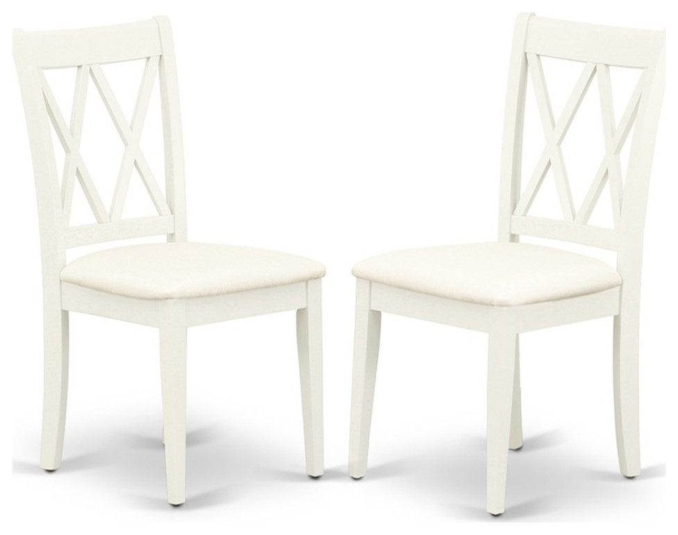 Pemberly Row 38 quotFabric Seat Dining Chair in White (Set of 2)   Transitional   Dining Chairs   by Homesquare  Houzz