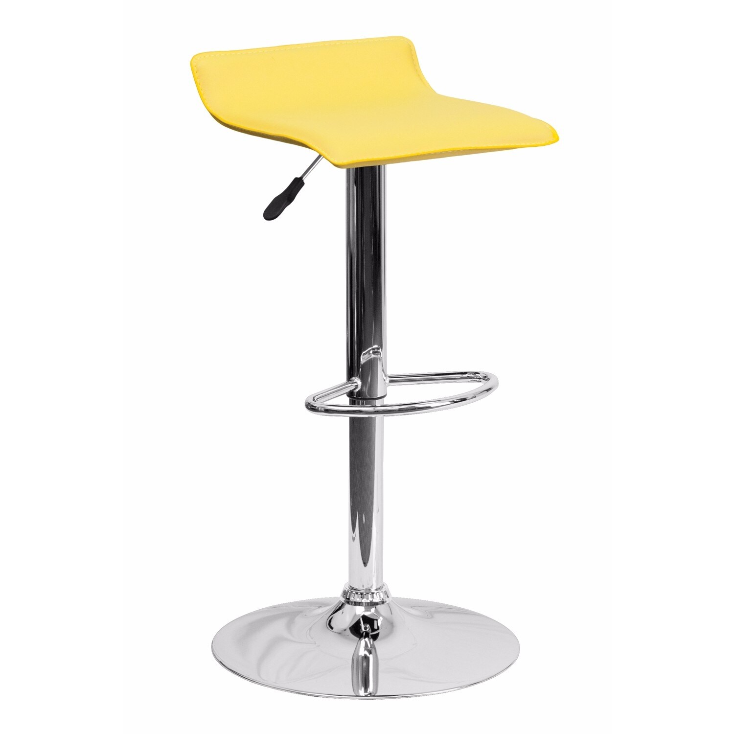 Offex Contemporary Yellow Vinyl Adjustable Height Bar Stool with Chrome Base [OF-DS-801-CONT-YEL-GG]