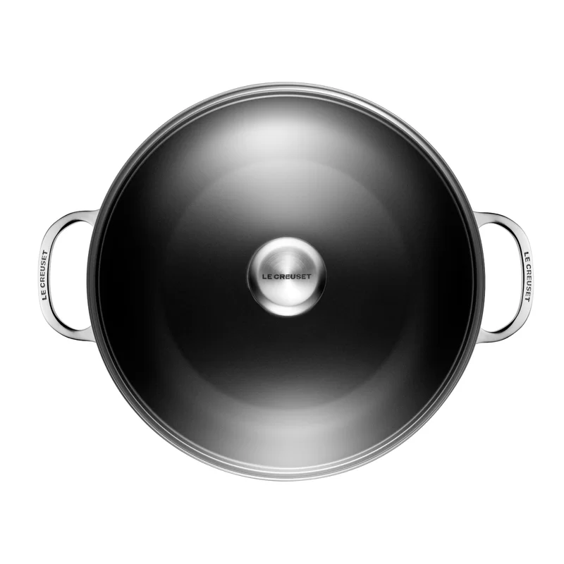 Le Creuset TNSP8100-30 Toughened Nonstick PRO Shallow Casserole Braiser with Glass Lid， 4 qt.