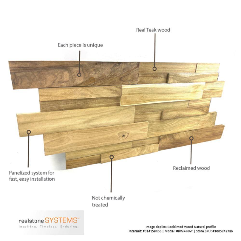 Realstone Systems Reclaimed Wood 12 in. x 24 in. x 12 in. Multi Teak Wood Wall Panel (10-PanelsBox) 139708050