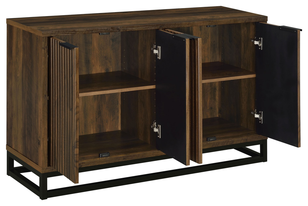 Ryatt 4 door Engineered Wood Accent Cabinet Dark Pine   Modern   Accent Chests And Cabinets   by Modon  Houzz