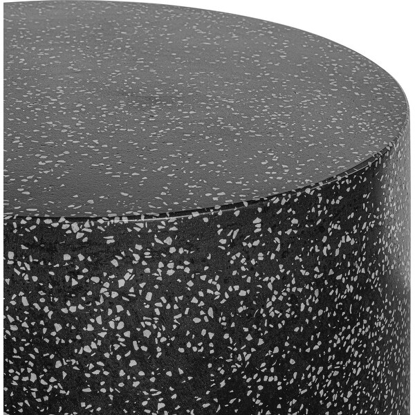 Aurelle Home Omara Round Pedestal Terrazzo Outdoor Side Table