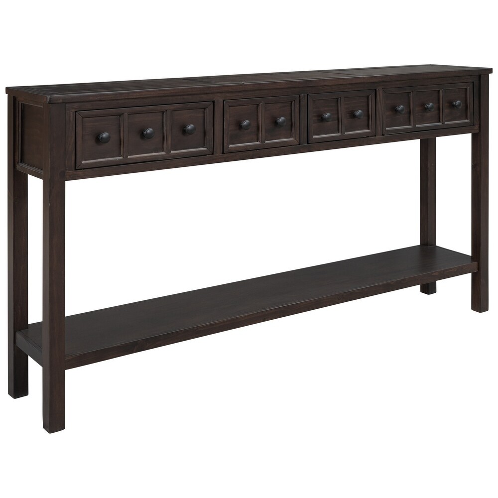 Console Sofa Table with 2 Different Size Drawers and Bottom Shelf