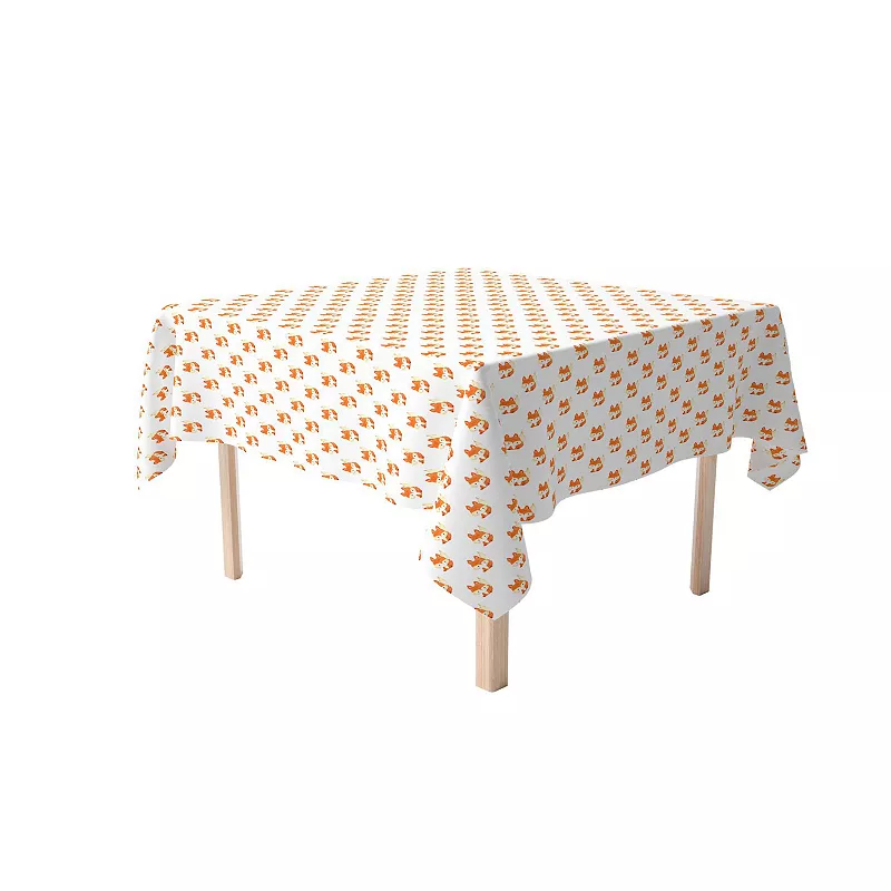 Square Tablecloth， 100% Polyester， 54x54， Hand Drawn Foxes