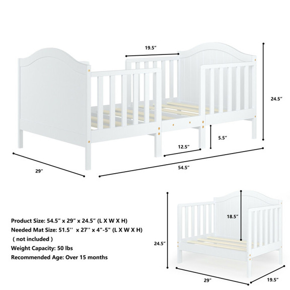 Costway 18950467 2 in 1 Classic Convertible Wooden...