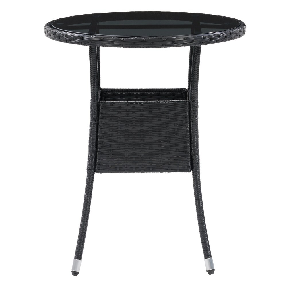 CorLiving Parksville Black Rattan Bistro Table