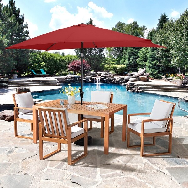 Weston Table with 4 Chairs and 10ft Rectangular Umbrella - 6 Piece Set - N/A - Overstock - 37252540