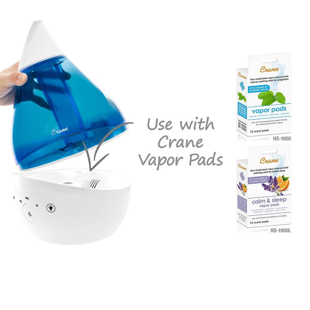 Crane 1 Gal. Top Fill Drop Cool Mist Humidifier with Sound Machine for Medium to Large Rooms up to 500 sq. ft. - BlueWhite EE-5306