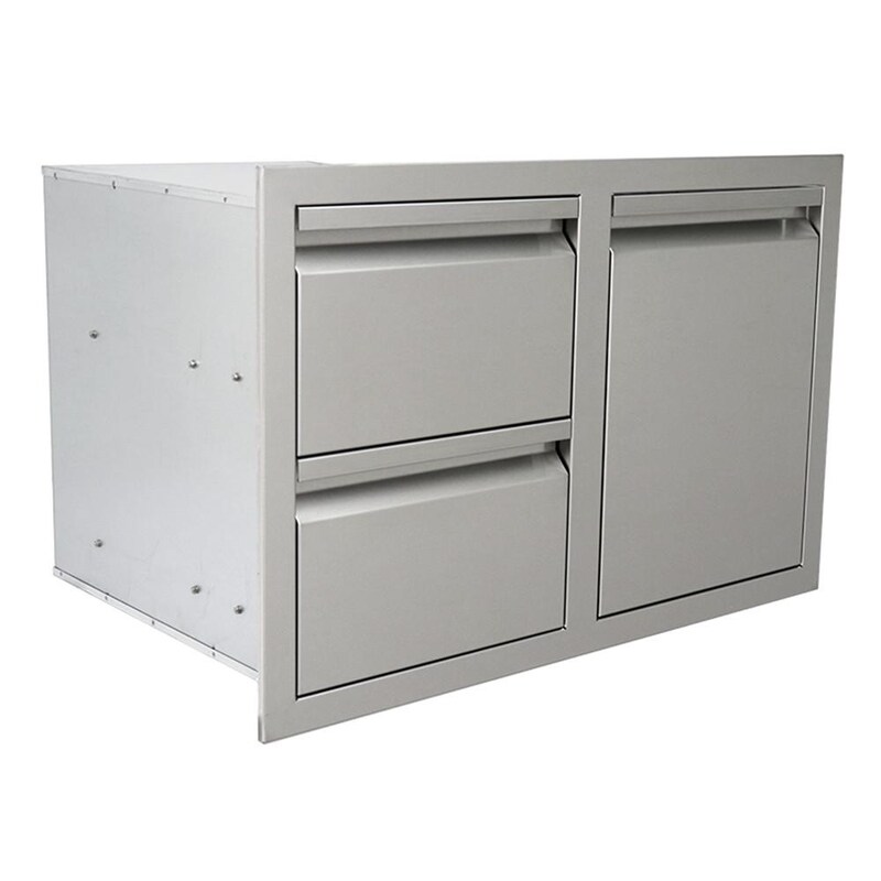 RCS Valiant Series 30-Inch Stainless Steel Enclosed Double Storage Drawer and Propane Drawer Combo