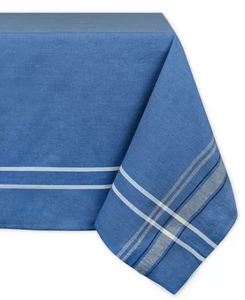 Design Imports Chambray French Stripe Tablecloth 60 x 84