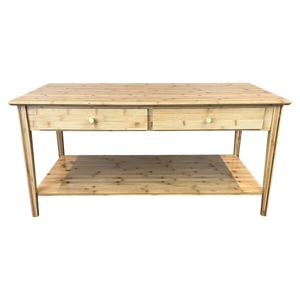 Solid Bamboo Coffee Table with Drawers