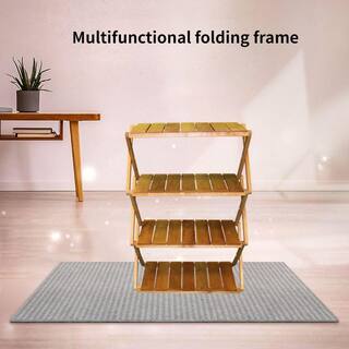 Natural Alder Multi-Use 4-Tier Folding Rack RichM703Wood022