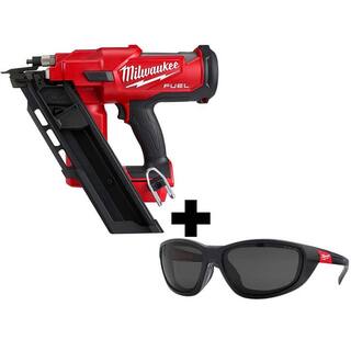 MW M18 FUEL 3-12 in. 18-Volt 30-Degree Lithium-Ion Brushless Framing Nailer and Polarized Tinted Safety Glasses w Gasket 2745-20-48-73-2045