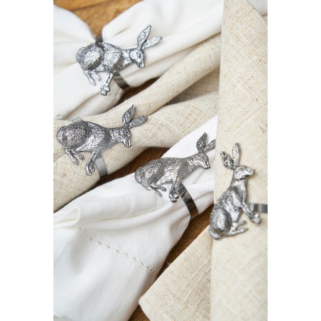 C amp f Home Charcoal Rabbit Napkin Ring Set Of 4