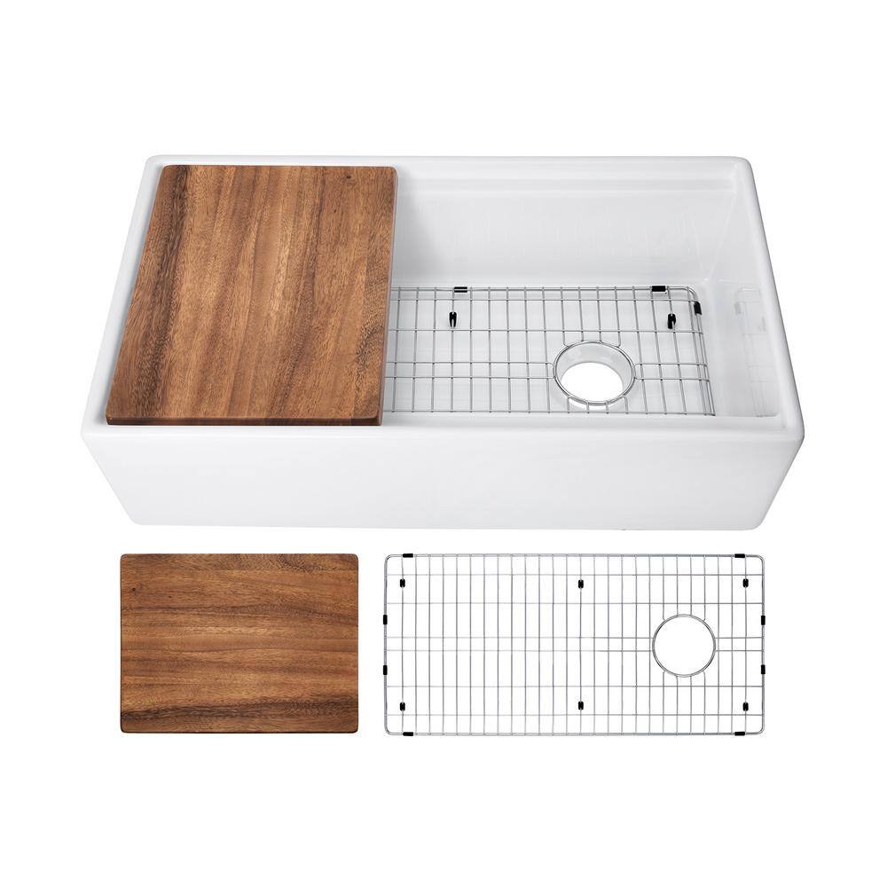 Cahaba Fireclay 36 in. Single Bowl Farmhouse Apron Workstation Kitchen Sink CAFC36AFSBKW