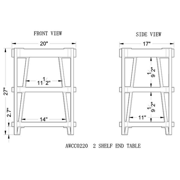 Ryegate Natural Live Edge Solid Wood with Metal 2 Shelf End Table