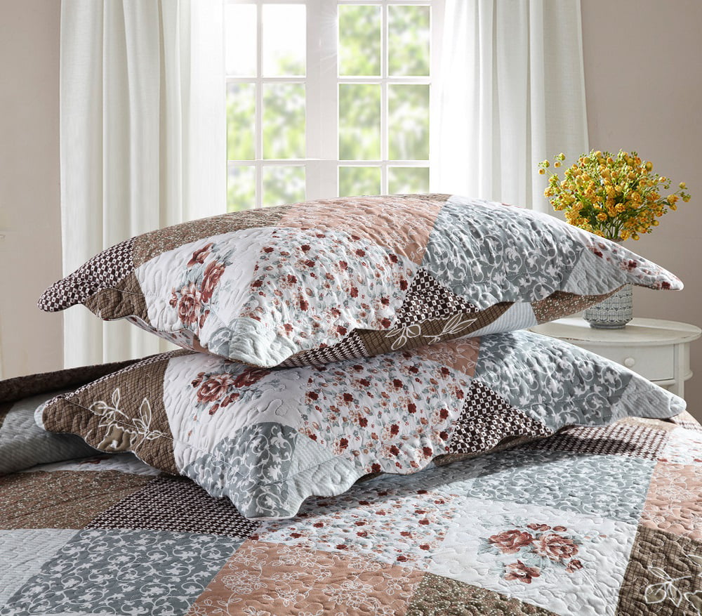 Travan 3-Piece Bedspread Quilt Sets Cotton Oversized Lightweight Coverlet Set， Brown， King