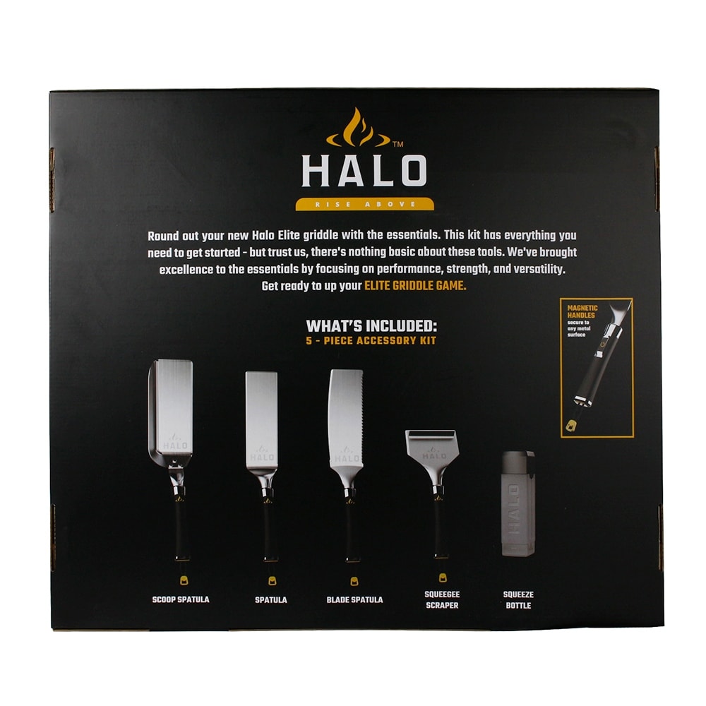 Halo Elite Essentials 5 Piece Magnetic Griddle Accessory Kit Stainless Steel