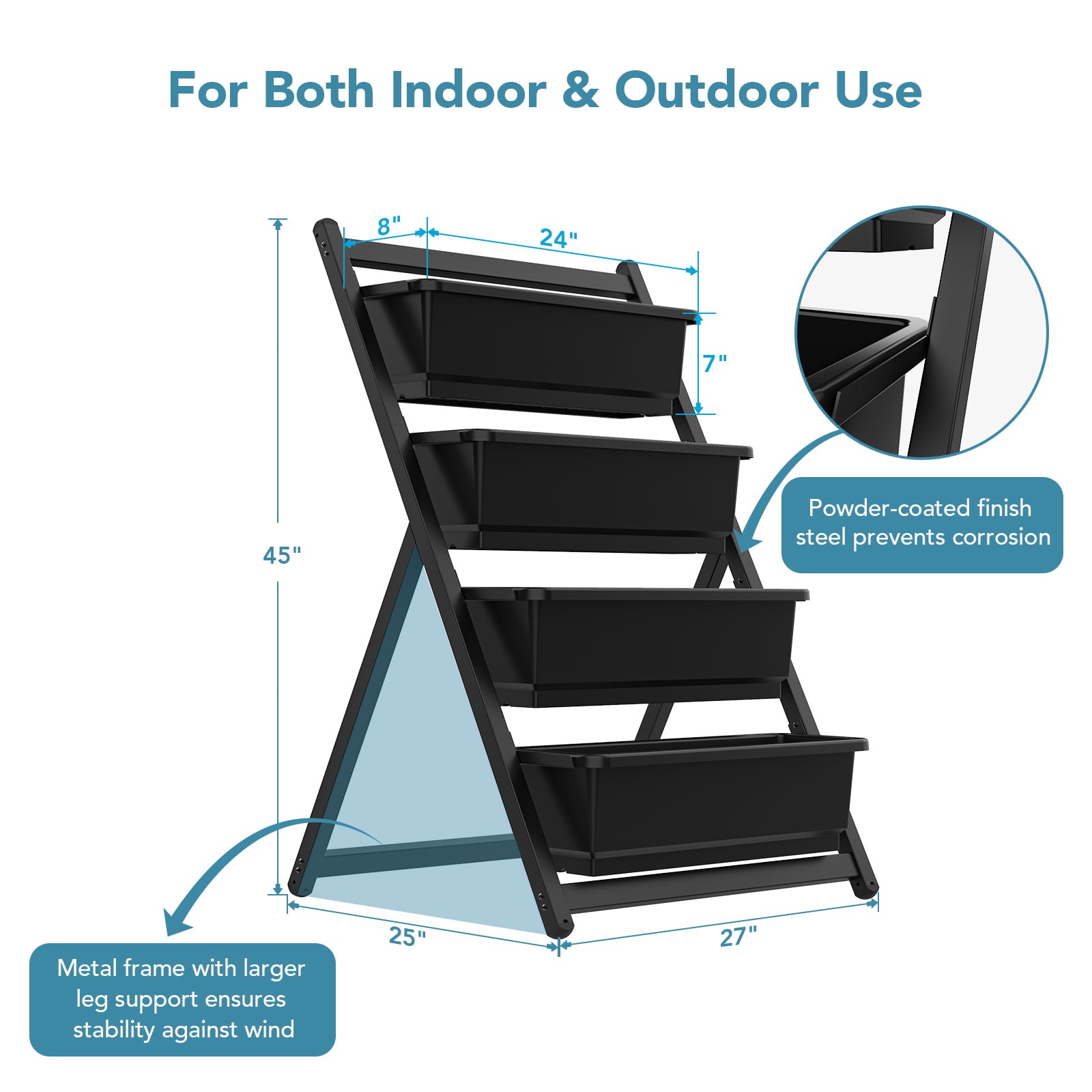 FLEXIMOUNTS 4-Tiers Vertical Raised Garden Bed 4Ft Freestanding Elevated Garden Planters 45"x27"x25"