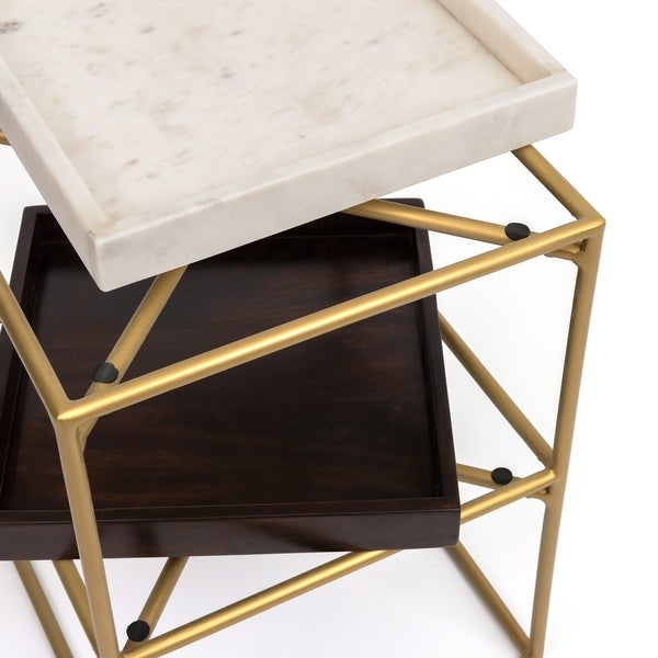 Aurora Home Luca Square Marble and Wood Table - 15