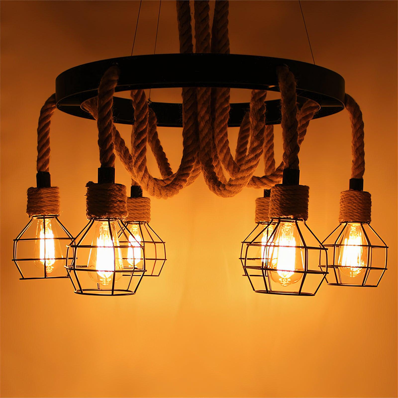 Hemp Rope Industrial Starfall Chandelier