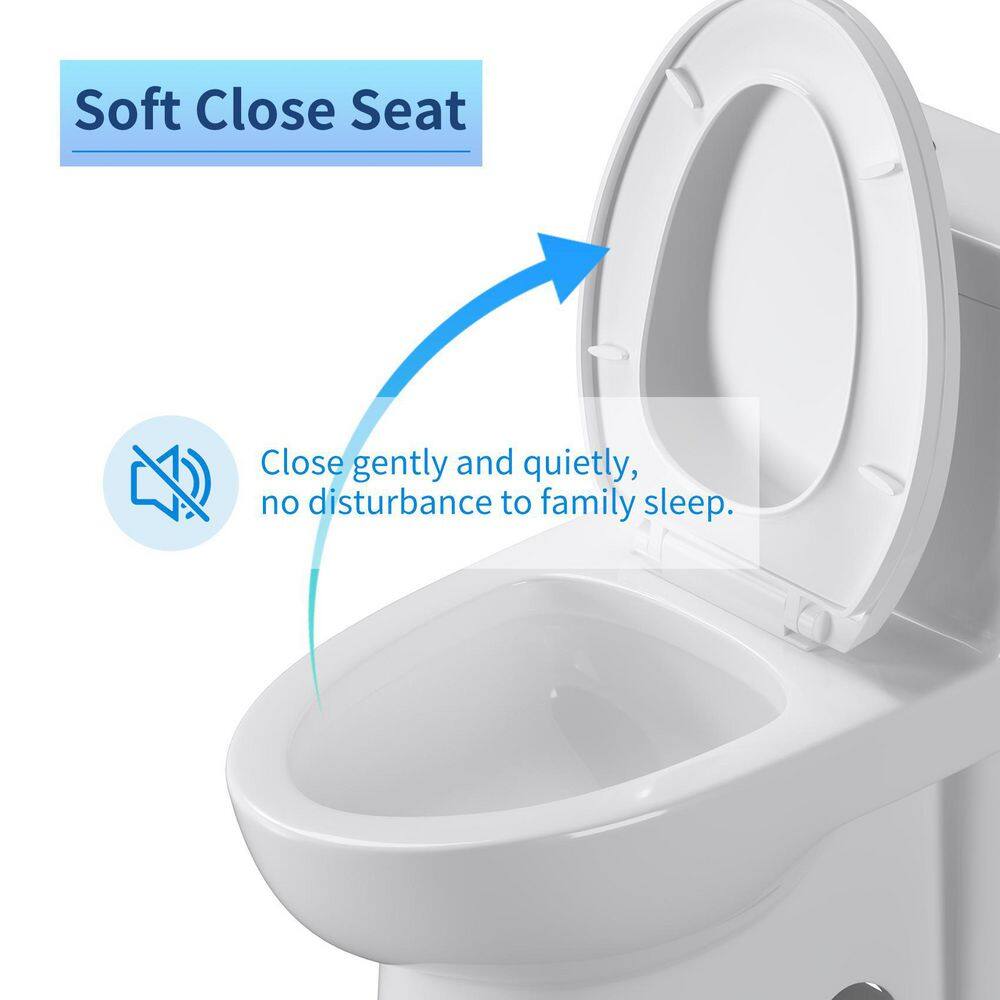 UPIKER Modern 12 in. Rough-In 1-piece 1.27 GPF Dual Flush Elongated Toilet in White Seat Included UP2210TOW12A006