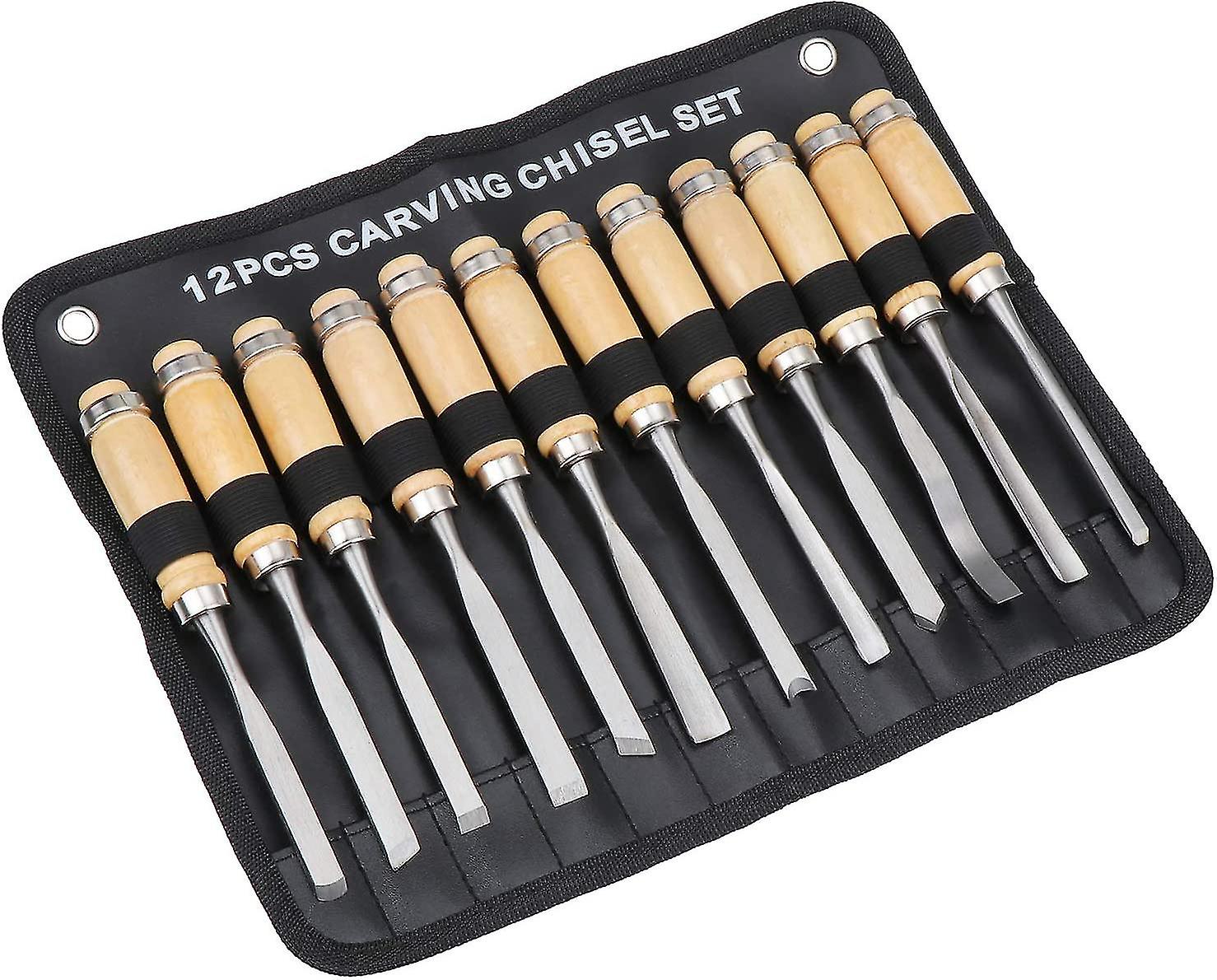 12 Piece Carpentry Carving Knife Kit， Wood Chisels， Ideal For Clay Woodworking Beginners.