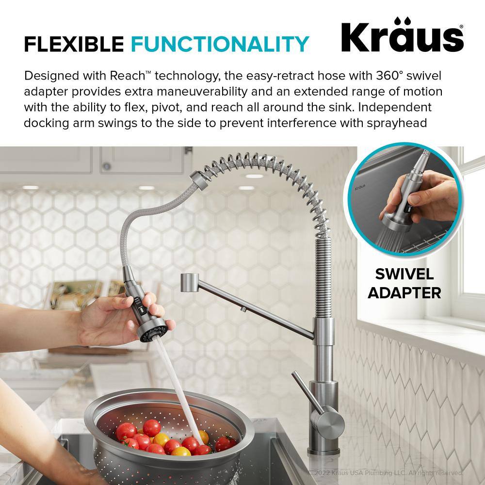 KRAUS Bolden Pull-Down Kitchen Faucet in Spot-Free Antique Champagne Bronze with Purita Under-Sink Filtration System FS-1000-KFF-1610SFACB