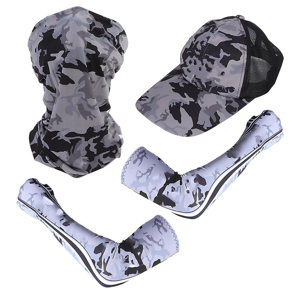 Outdoor Arm Sleeve Absorb Sweat Quickdry Sunscreen Breathable Hat For Cycling Fishingcamouflage Gray