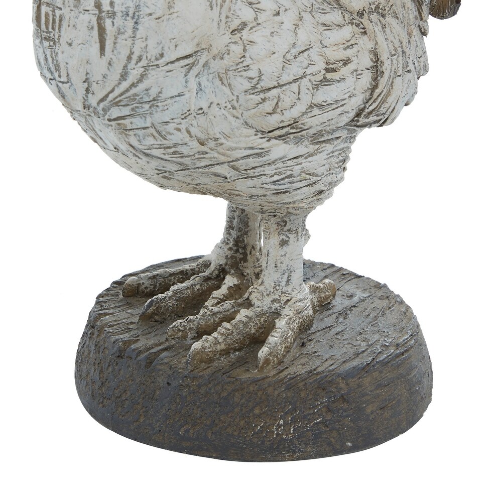 White Polystone Farmhouse Sculpture Rooster 17 x 9 x 6   9 x 6 x 17