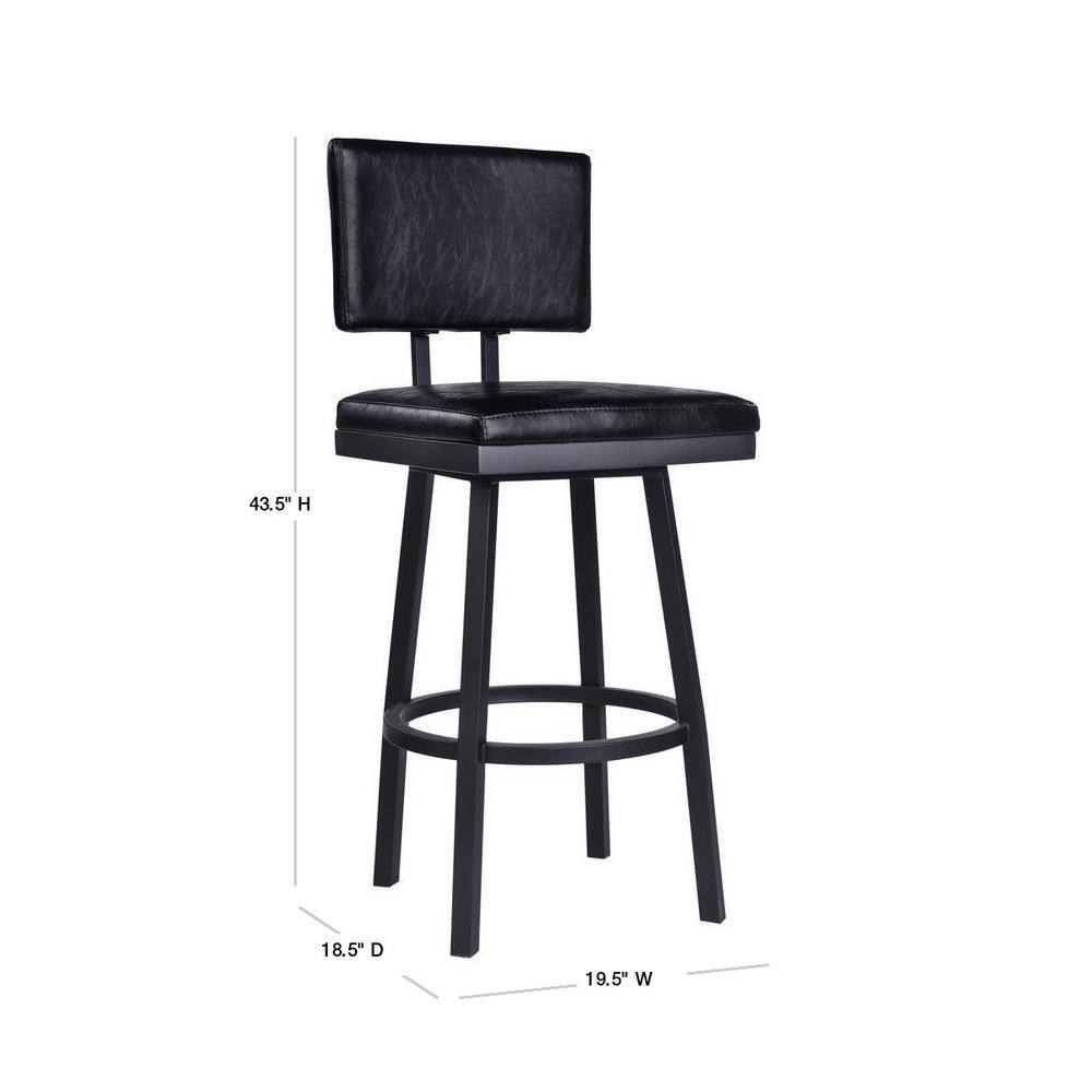 Armen Living Balboa 30 in. Black Swivel Bar Stool LCBBBABLVB30