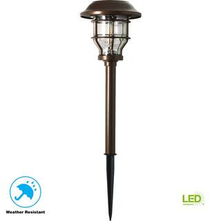 Hampton Bay Solar Brass Outdoor Integrated LED 2500K 10-Lumens Vintage Bulb Landscape Pathway Light Set (6-Pack) NXT-1742