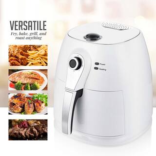 OVENTE 3.2 qt. White Electric Air Fryer with 30-min Timer Adjustable Temperature Controls Includes Fry Basket and Grill Pan FAM21302W